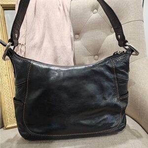 Vintage Black Leather Shoulder Bag